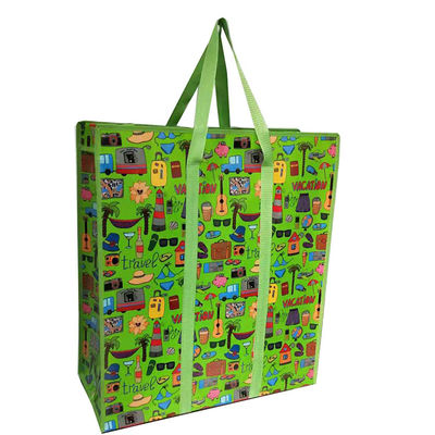 Laminated Non Woven Pp Thẻ mua sắm tạp hóa Zip Bags Long Handle Tote Bags tái sử dụng