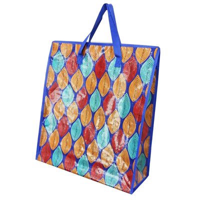 Thẻ mua sắm có thể sử dụng nhiều lần tùy chỉnh thân thiện với môi trường Laminated Woven Shopping Bags Waterproof With Woven Handle