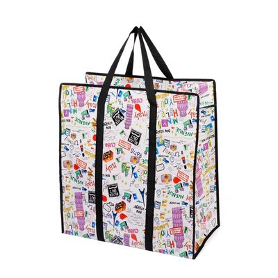 Cmyk gấp có thể sử dụng lại zipper không dệt đồ ăn túi với tay cầm nylon tùy chỉnh